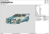 Car Gtr 0605 Embroidery File 6 sizes