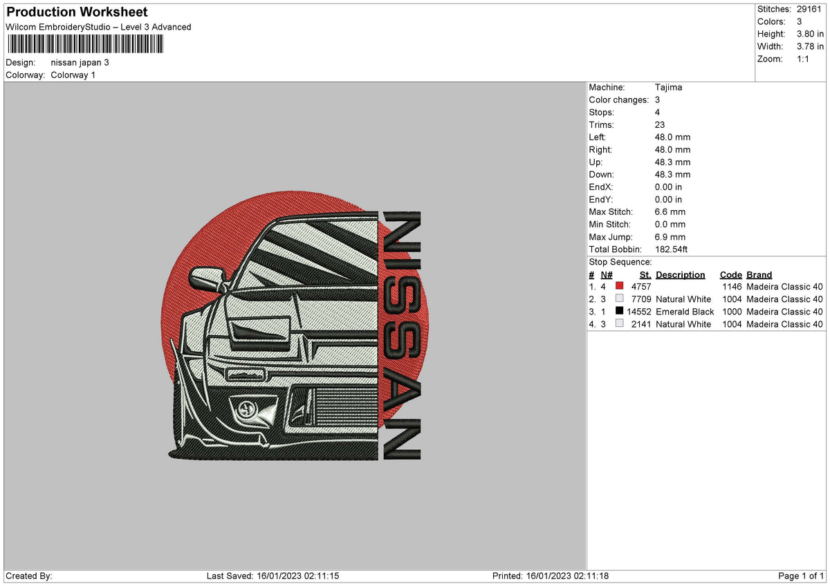 Nissan Japan Embroidery File 6 sizes