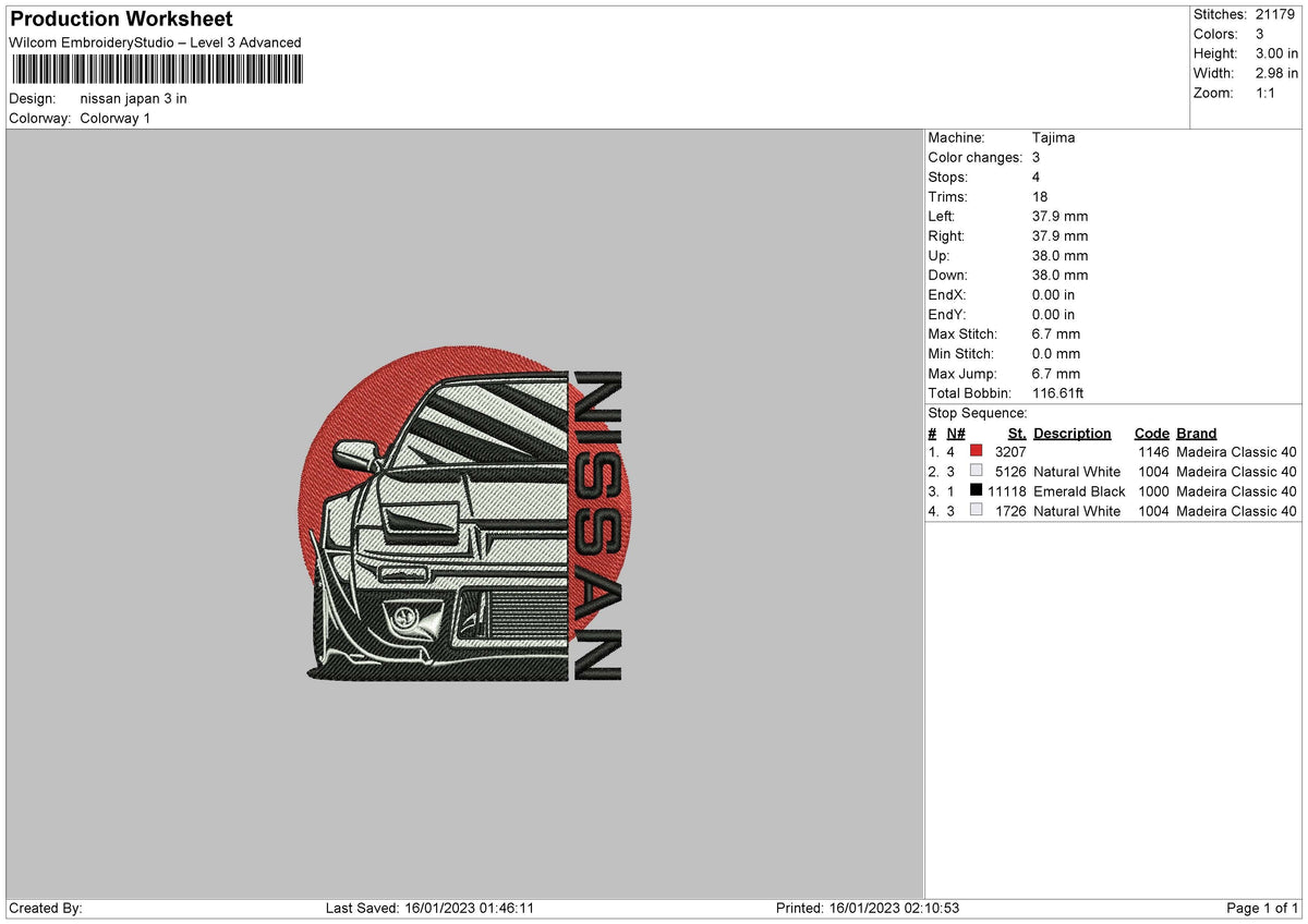 Nissan Japan Embroidery File 6 sizes