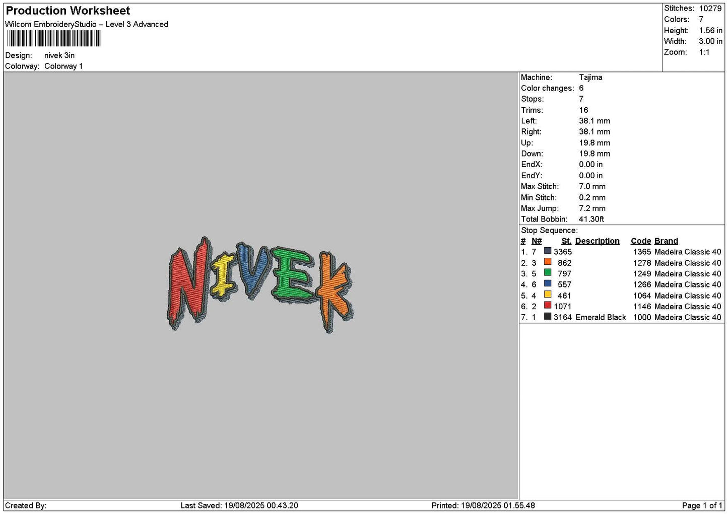 Nivektext Embroidery File 6 sizes