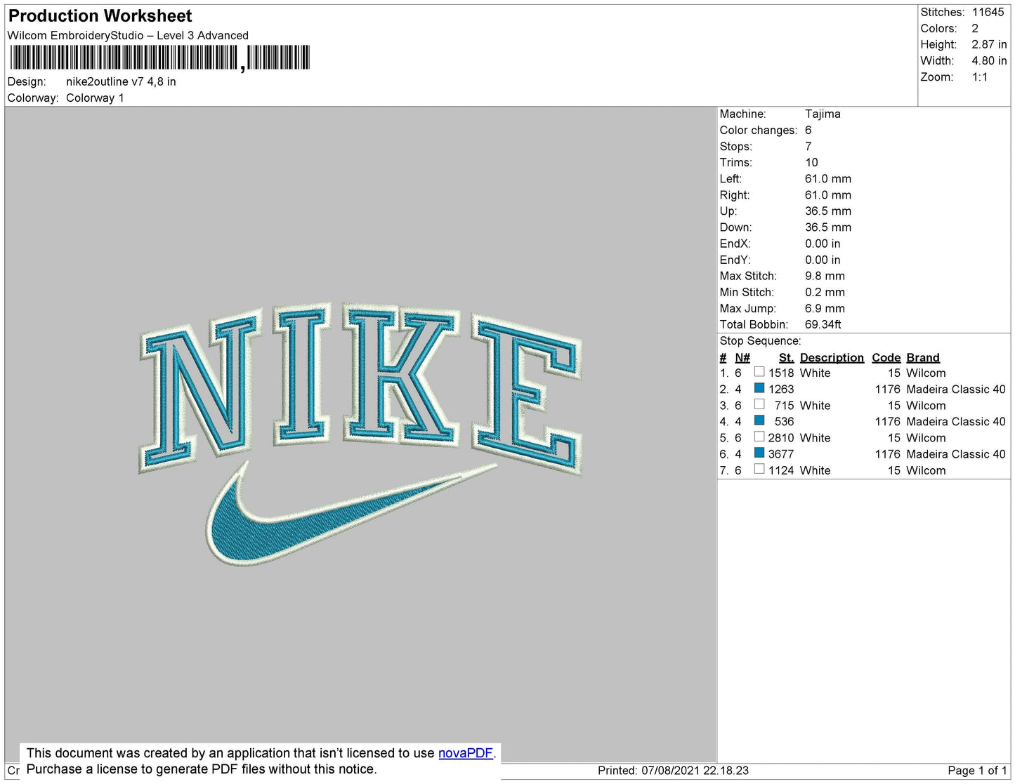 Nike 2outline V7 Embroidery