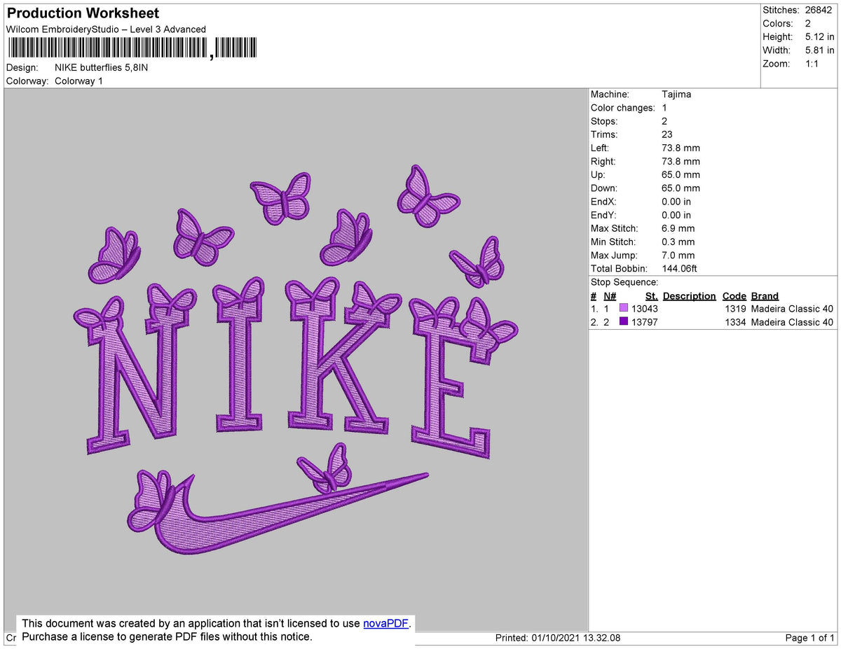 Nike Butterflies v4 Embroidery