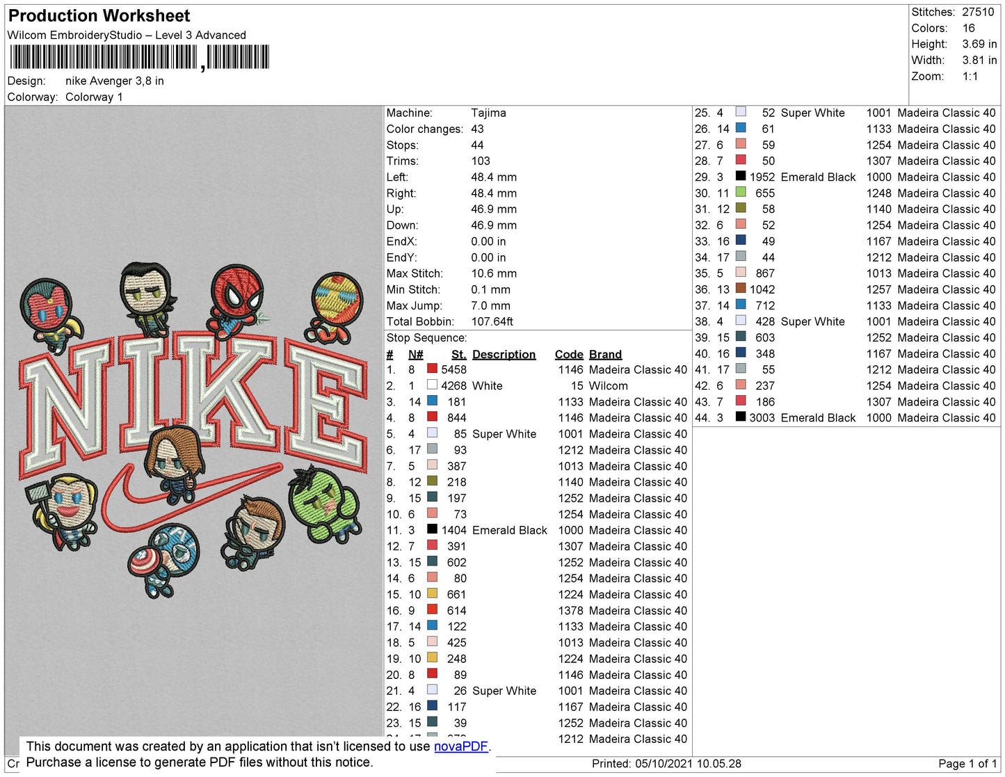 Nike Avenger Embroidery