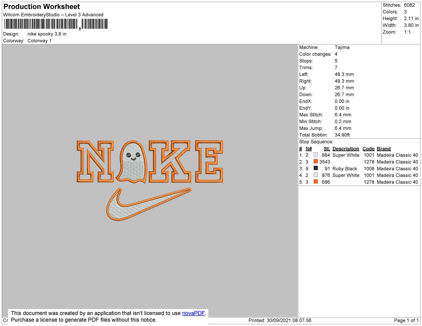 Nike Spooky Embroidery