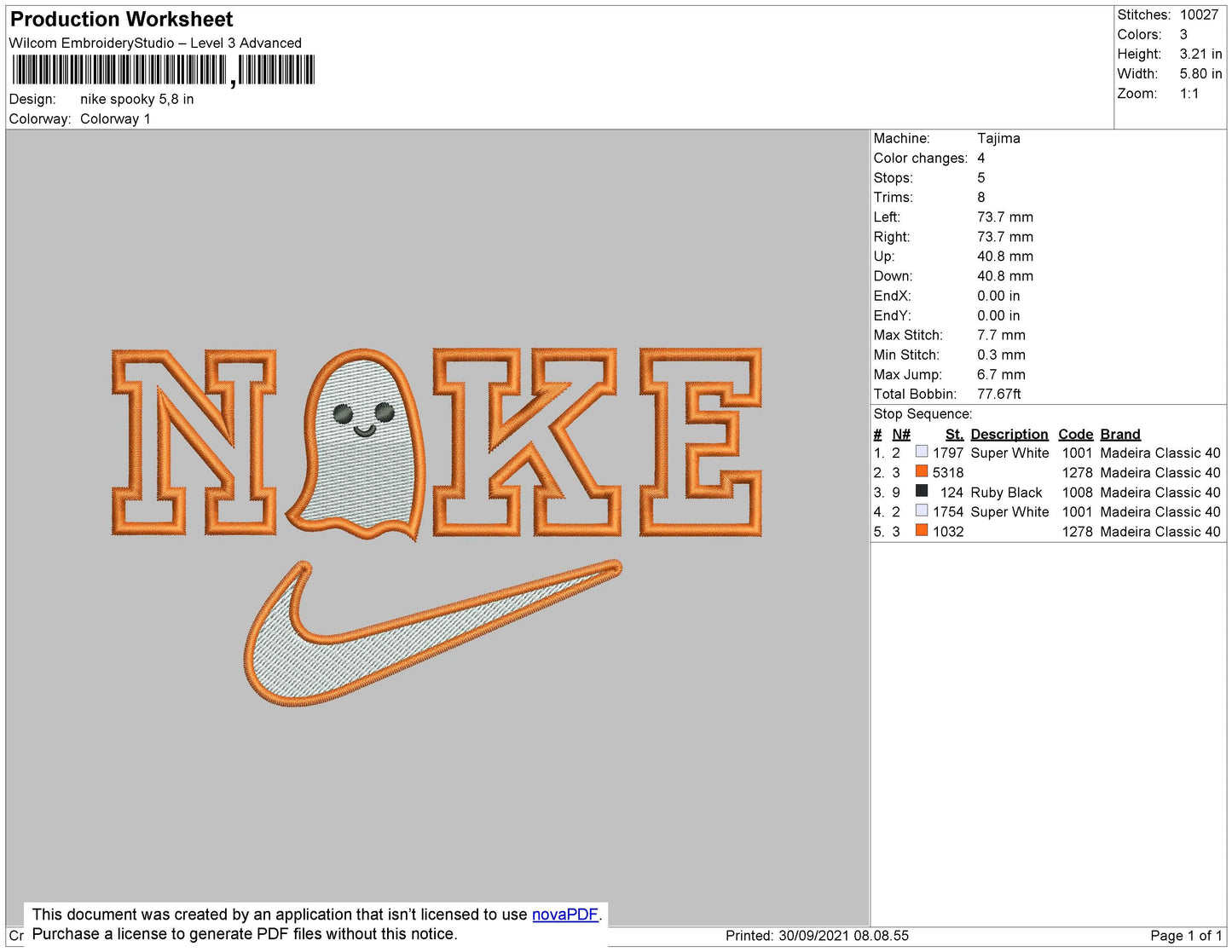 Nike Spooky Embroidery