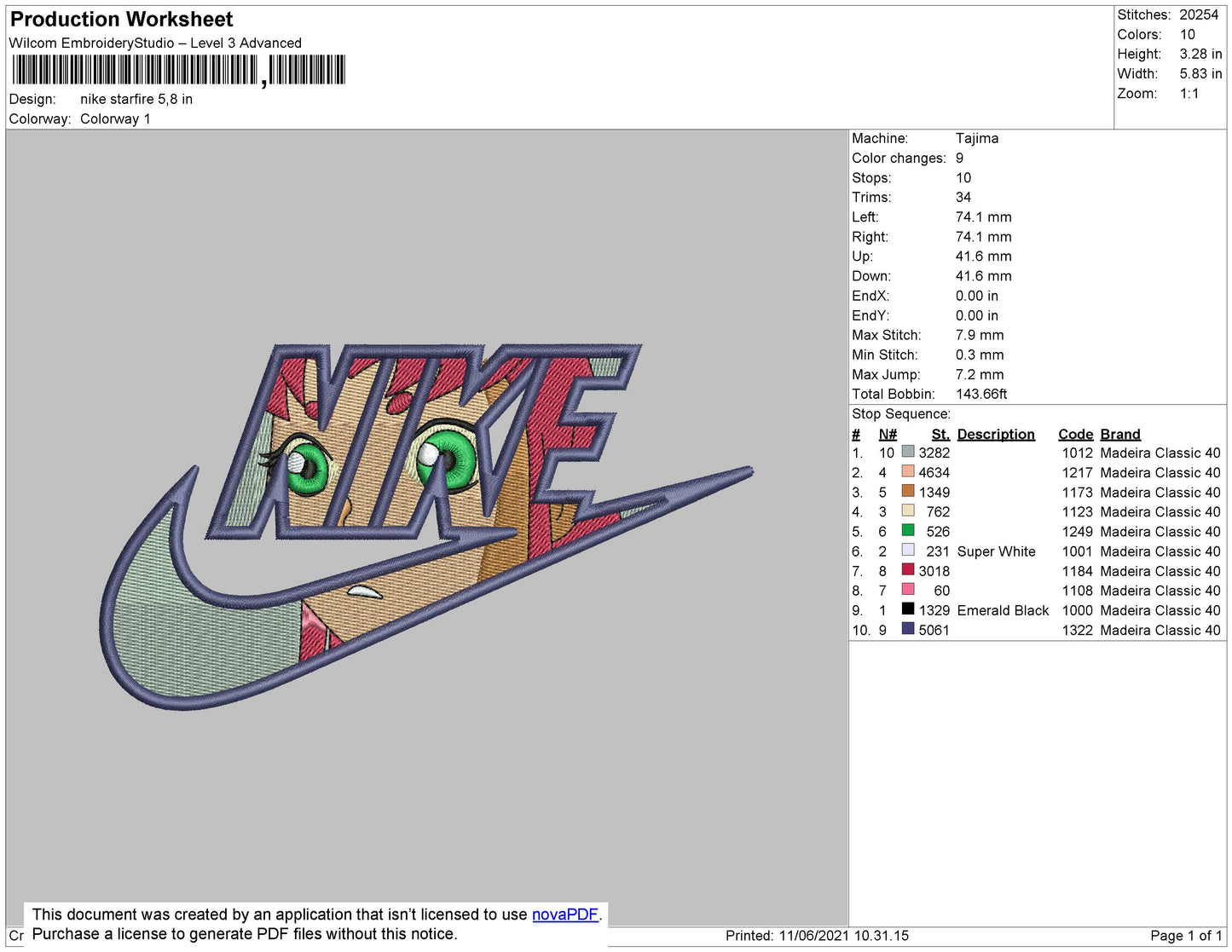 Nike Starfire Embroidery