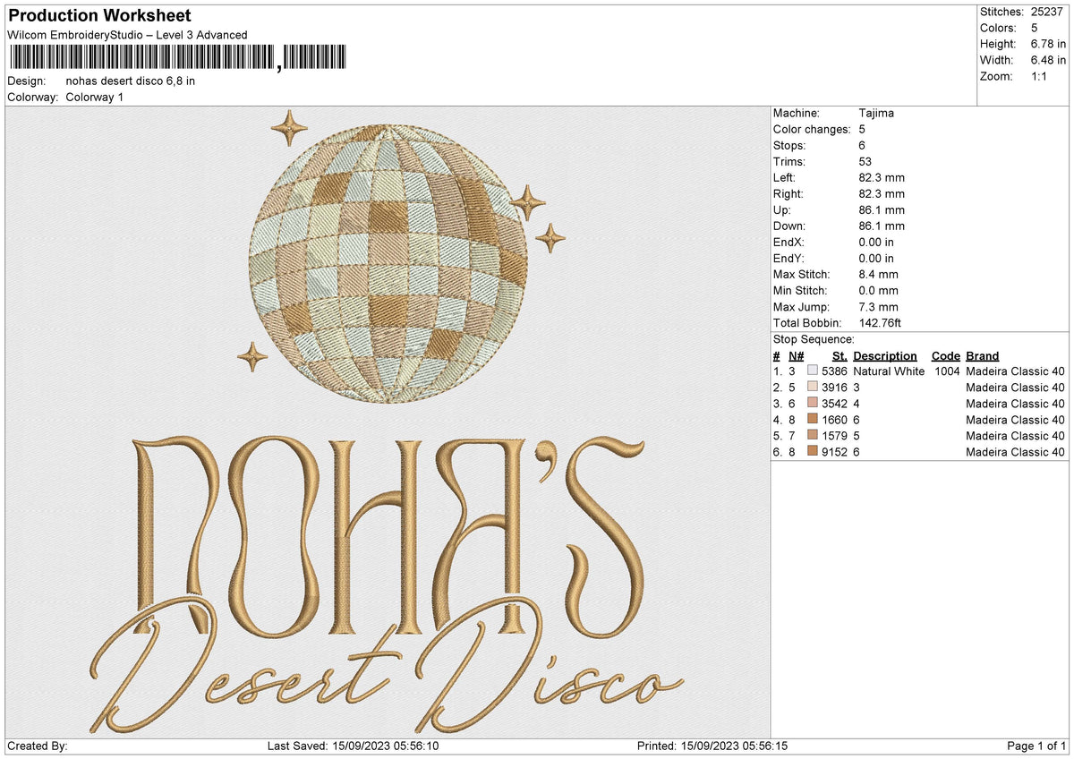 Nohas desert disco Embroidery File 6 size
