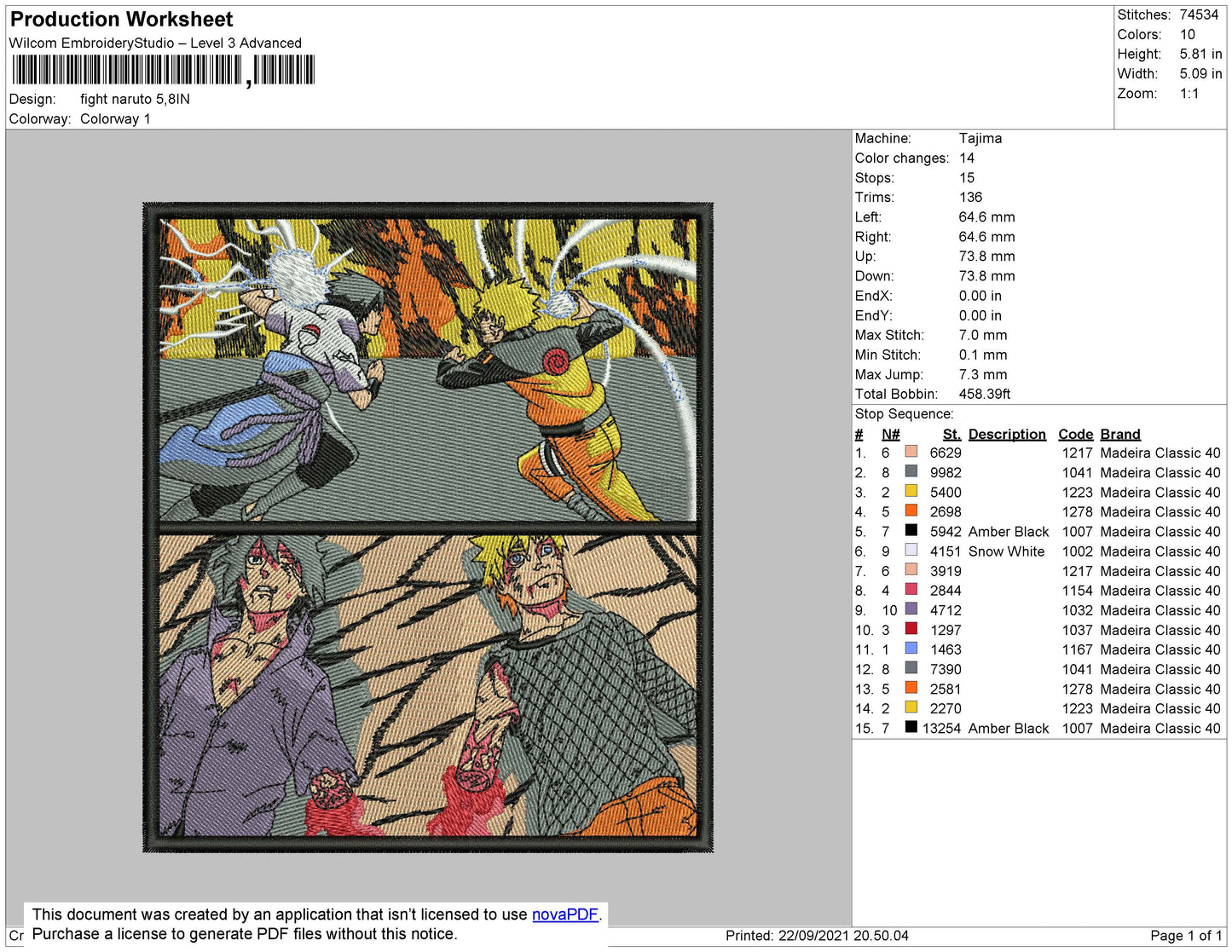 Naruto Fight Embroidery