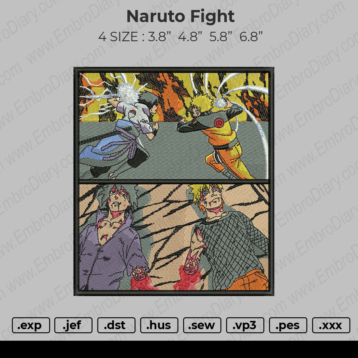 Naruto Fight Embroidery