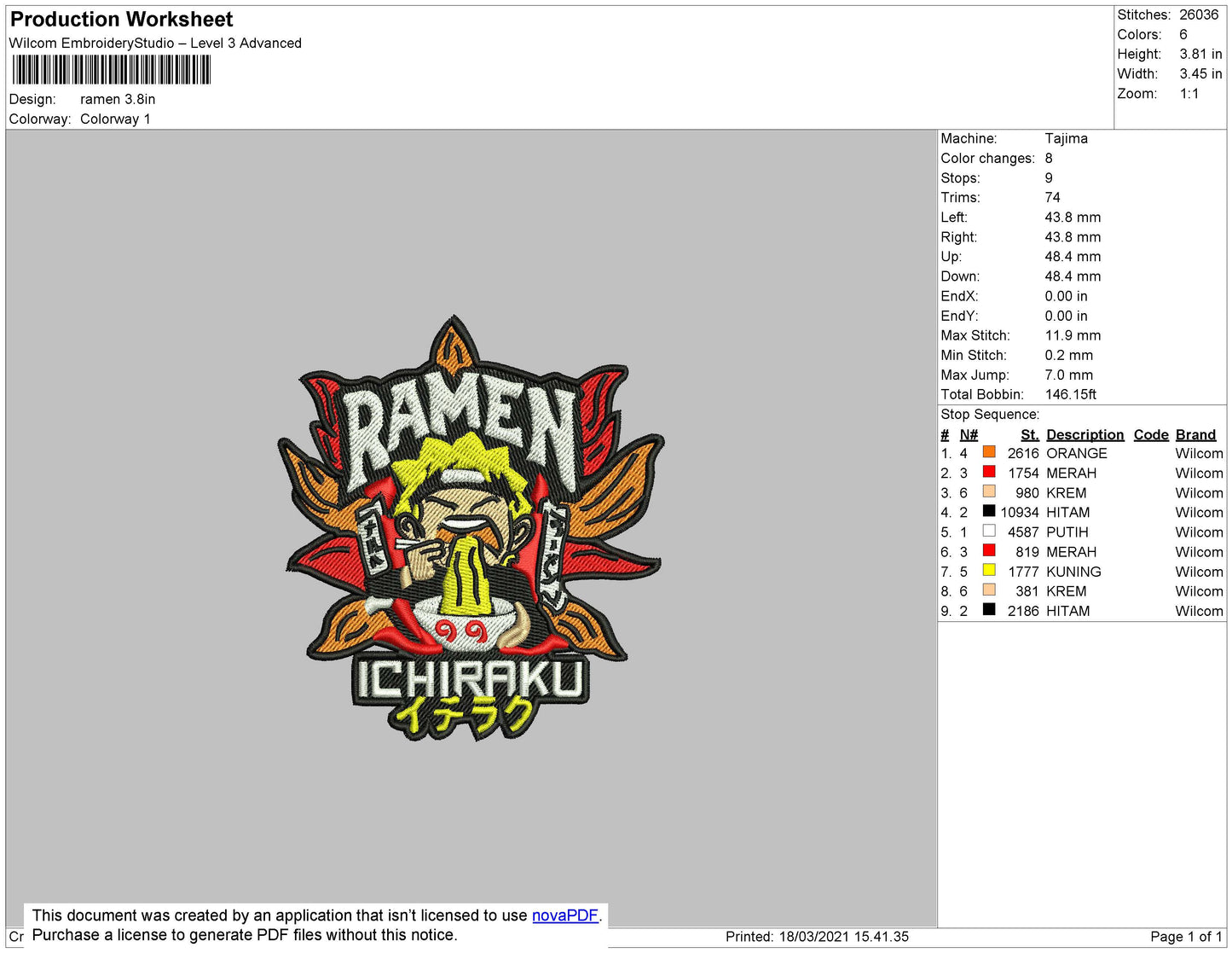 Naruto Ramen 2 Embroidery
