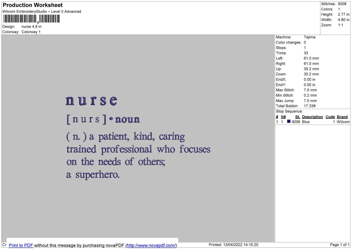 Nurse Embroidery