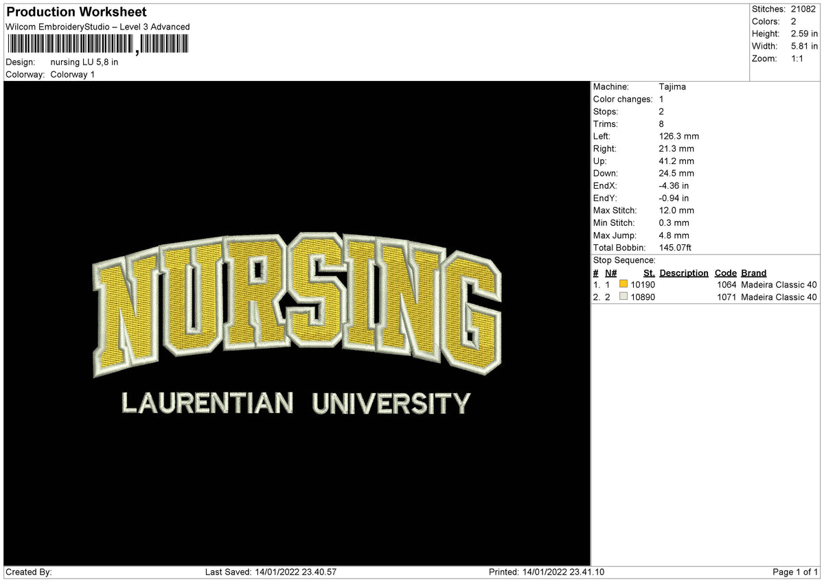 Nursing LU Embroidery