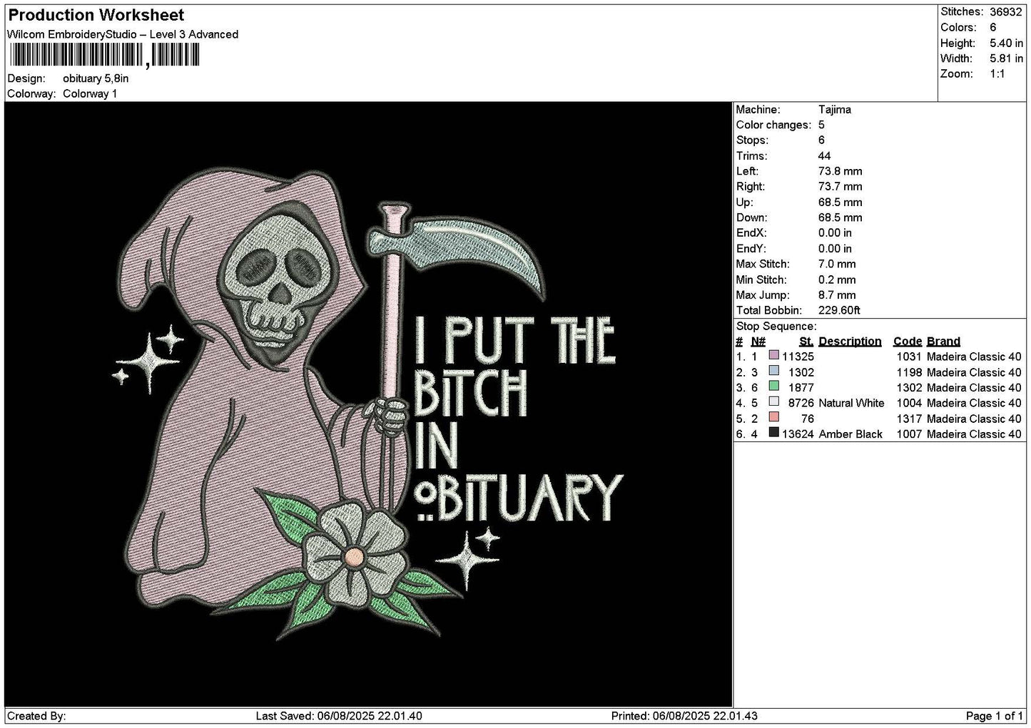 Ghost Pink 0608 Embroidery File 6 sizes