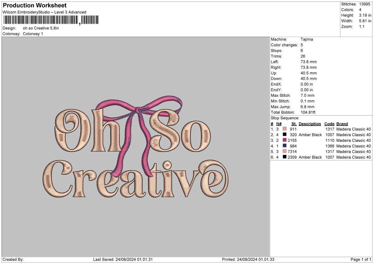 Creativetext 2408 Embroidery File 6 sizes