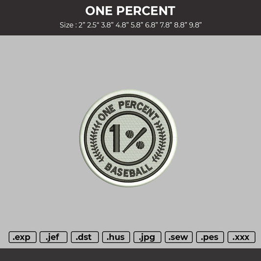 ONE PERCENT Embroidery File 6 sizes