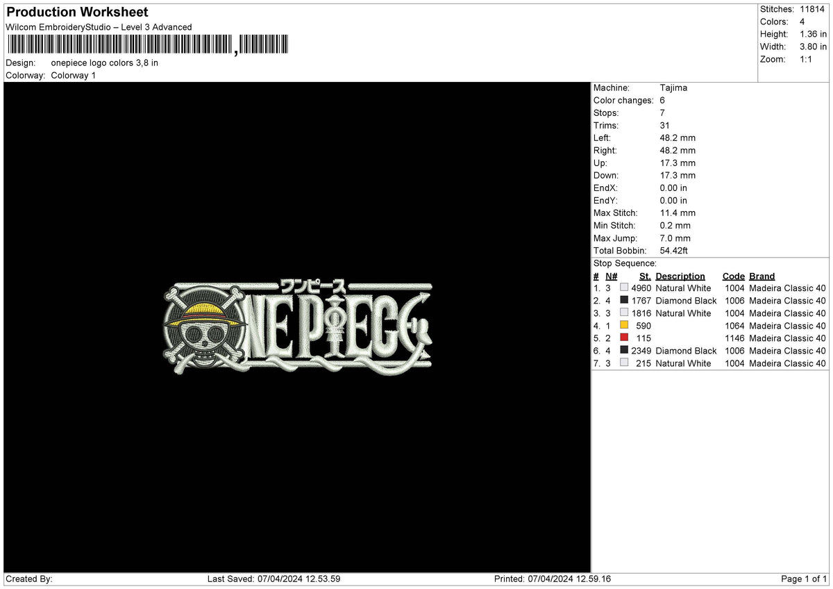 Op Colors Embroidery File 6 sizes