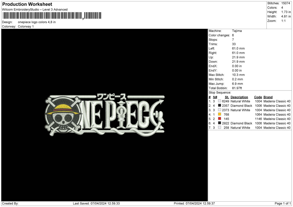 Op Colors Embroidery File 6 sizes
