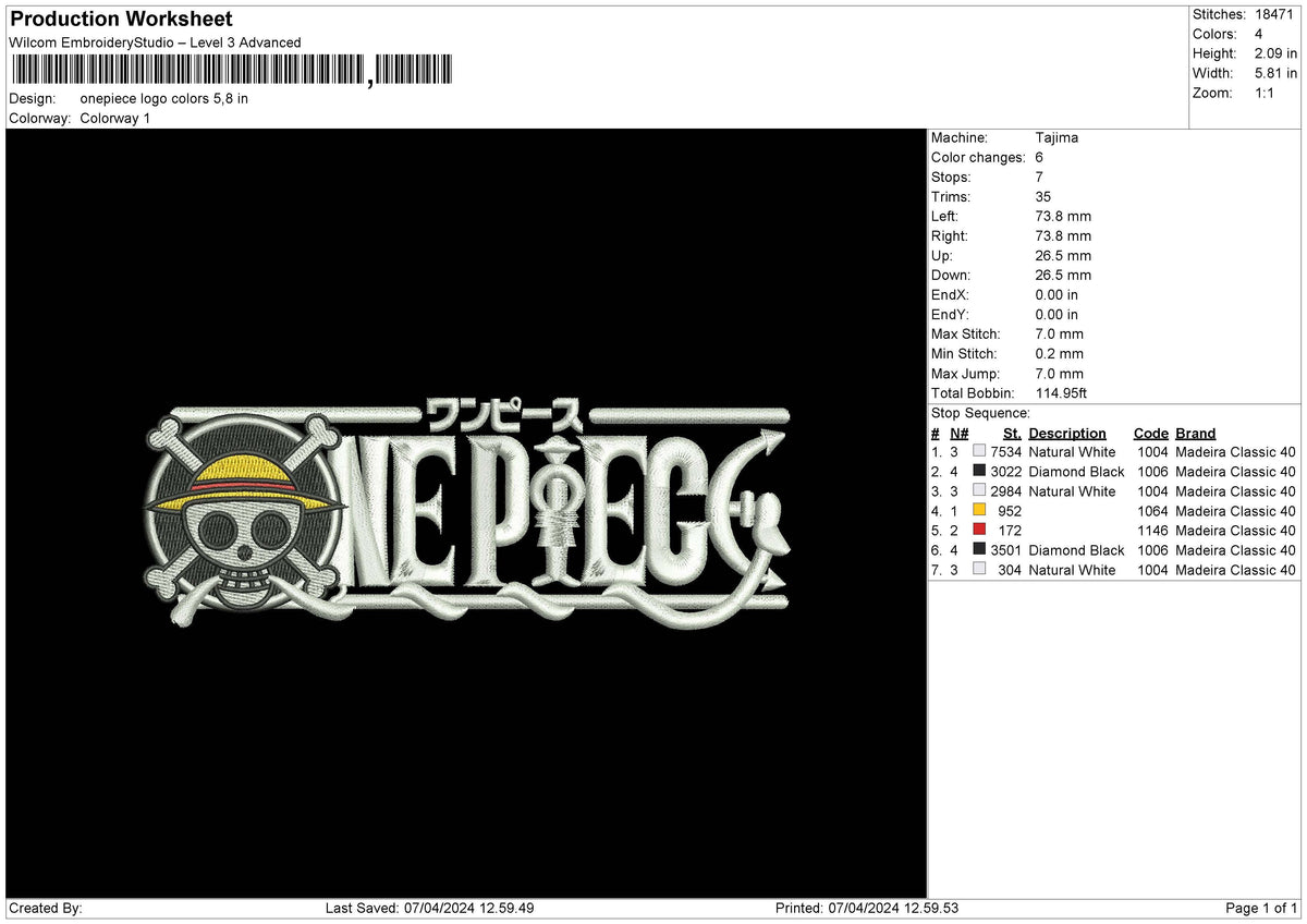 Op Colors Embroidery File 6 sizes