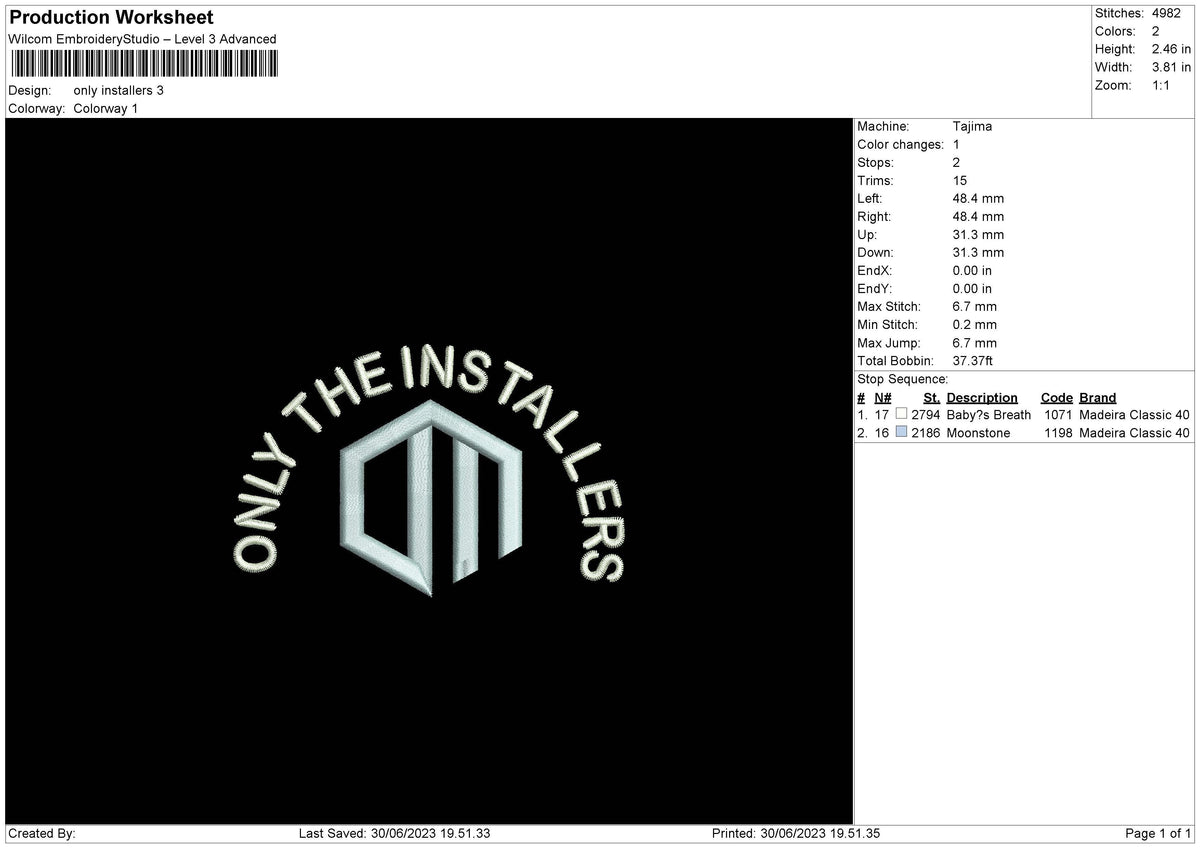 Only Stallers Embroidery File 6 sizes