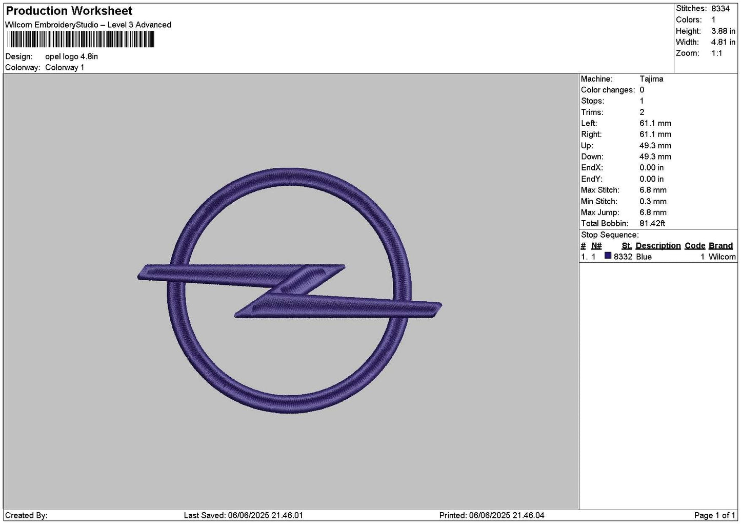 Opelcircle Embroidery File 6 sizes