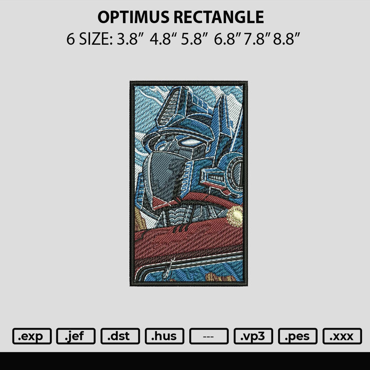 Optimus Rectangle Embroidery File 6 sizes
