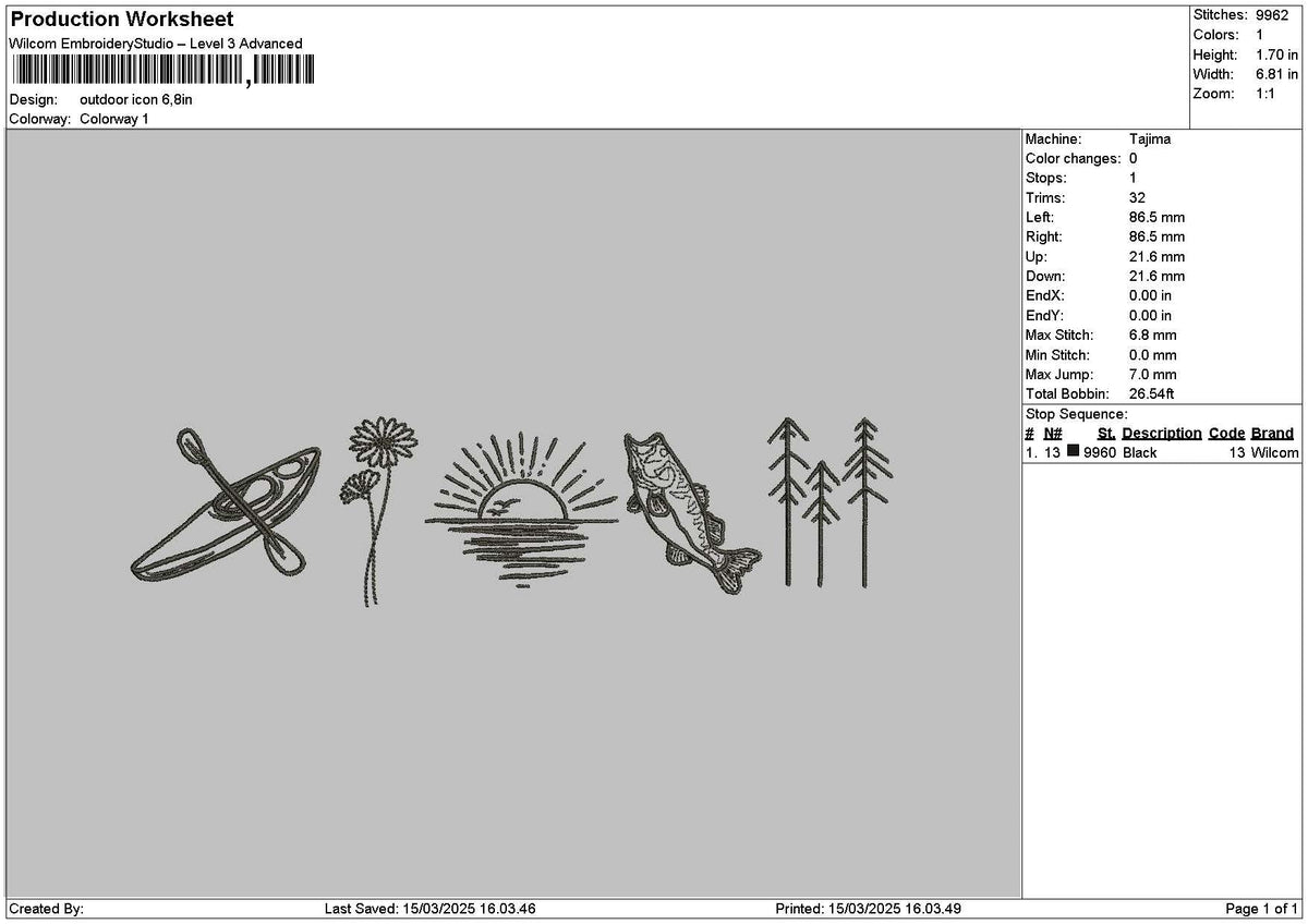 Icons 1503 Embroidery File 6 sizes