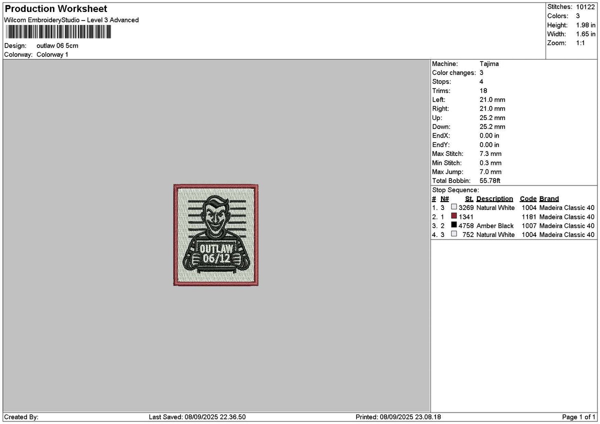 Outlaw01to12 Embroidery 12 Files