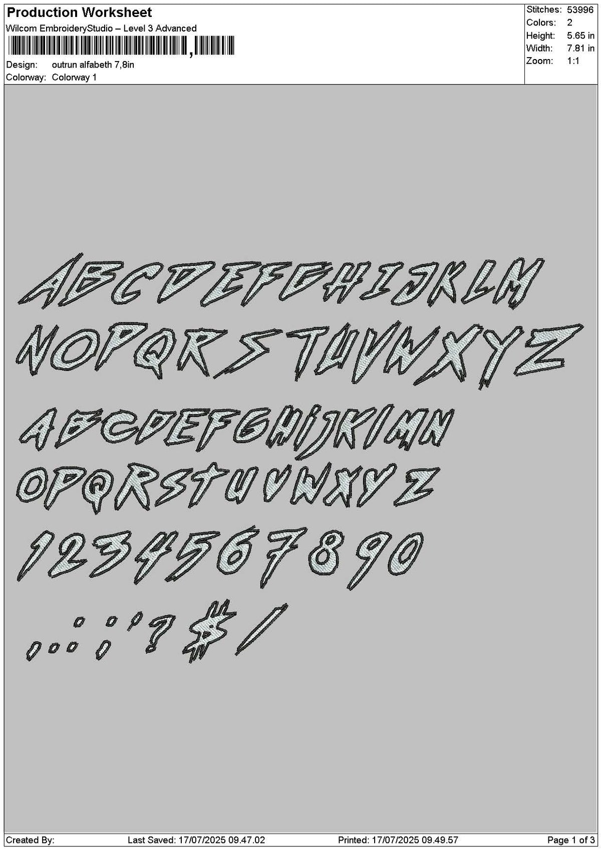 Outrun Alphabet Embroidery File 6 sizes
