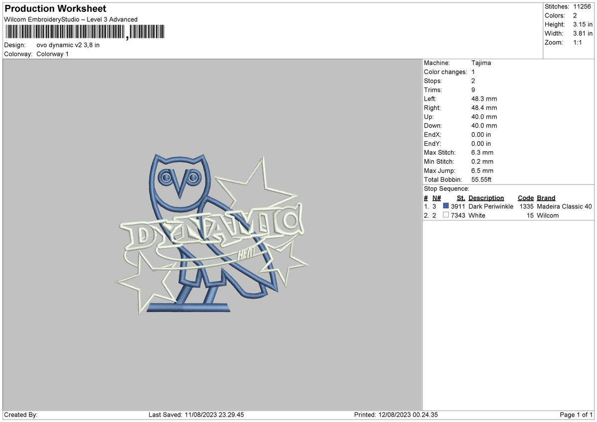 Ovo Dynamic Embroidery File 6 sizes