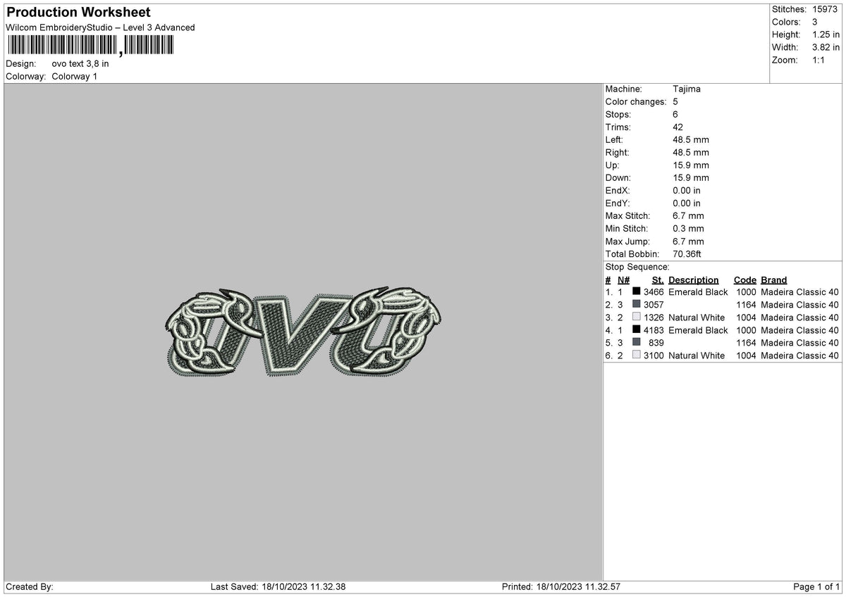 Ovo Text Embroidery File 6 sizes