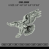 Owl Bnw Embroidery File 6 sizes
