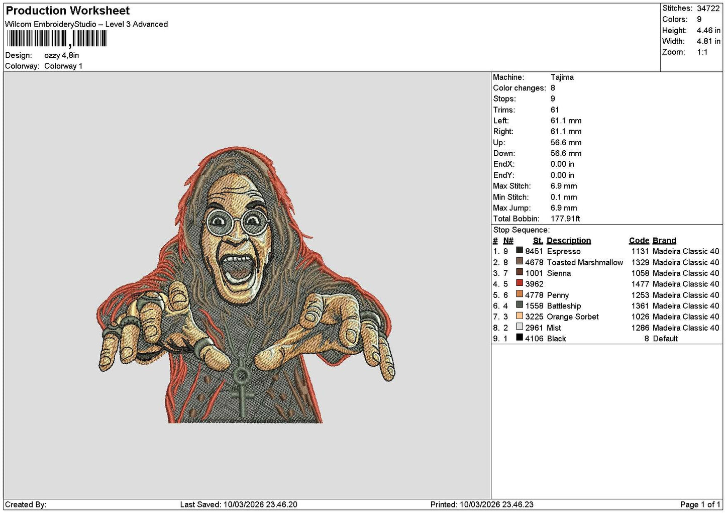 Ozzy0903 Embroidery File 6 sizes