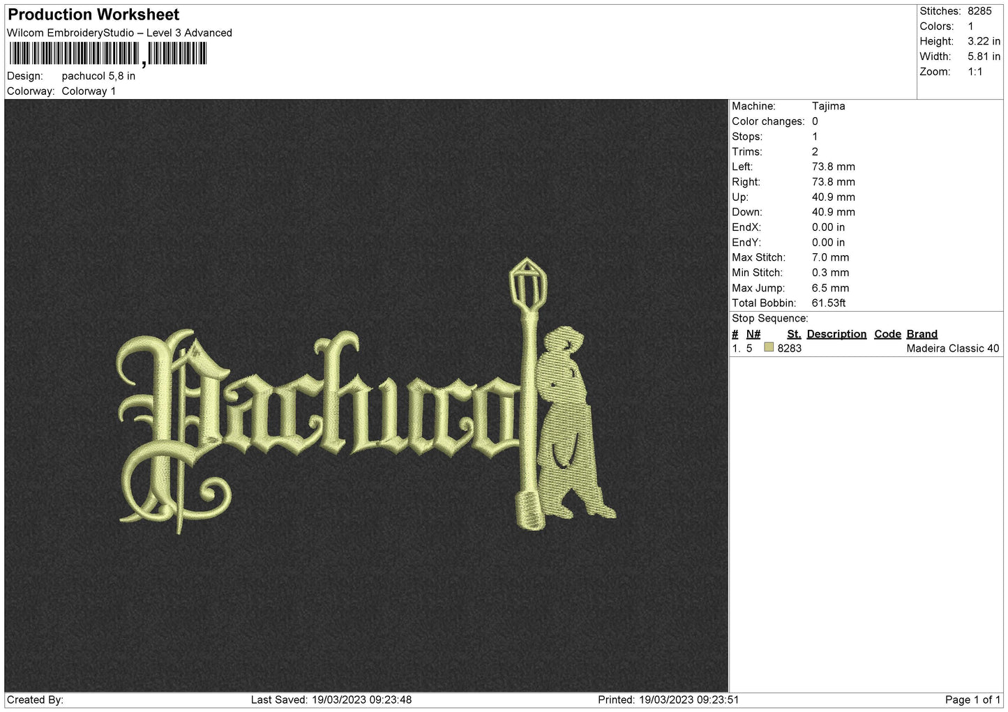 Pachucol  Embroidery File 6 sizes
