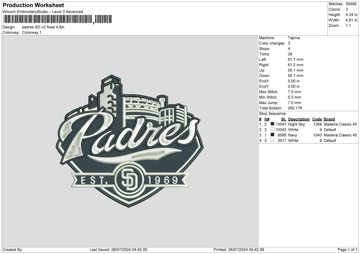 Pedres v2 Embroidery File 6 size