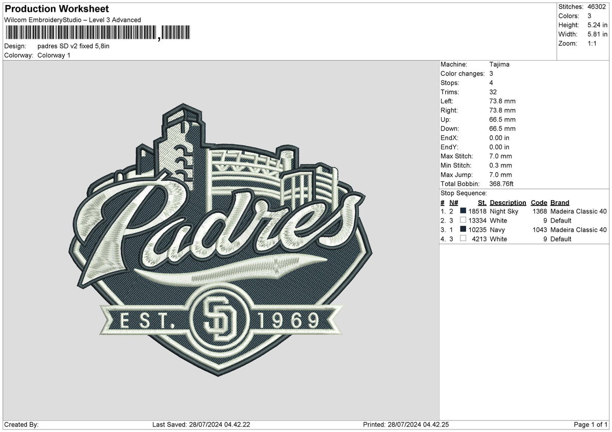 Pedres v2 Embroidery File 6 size