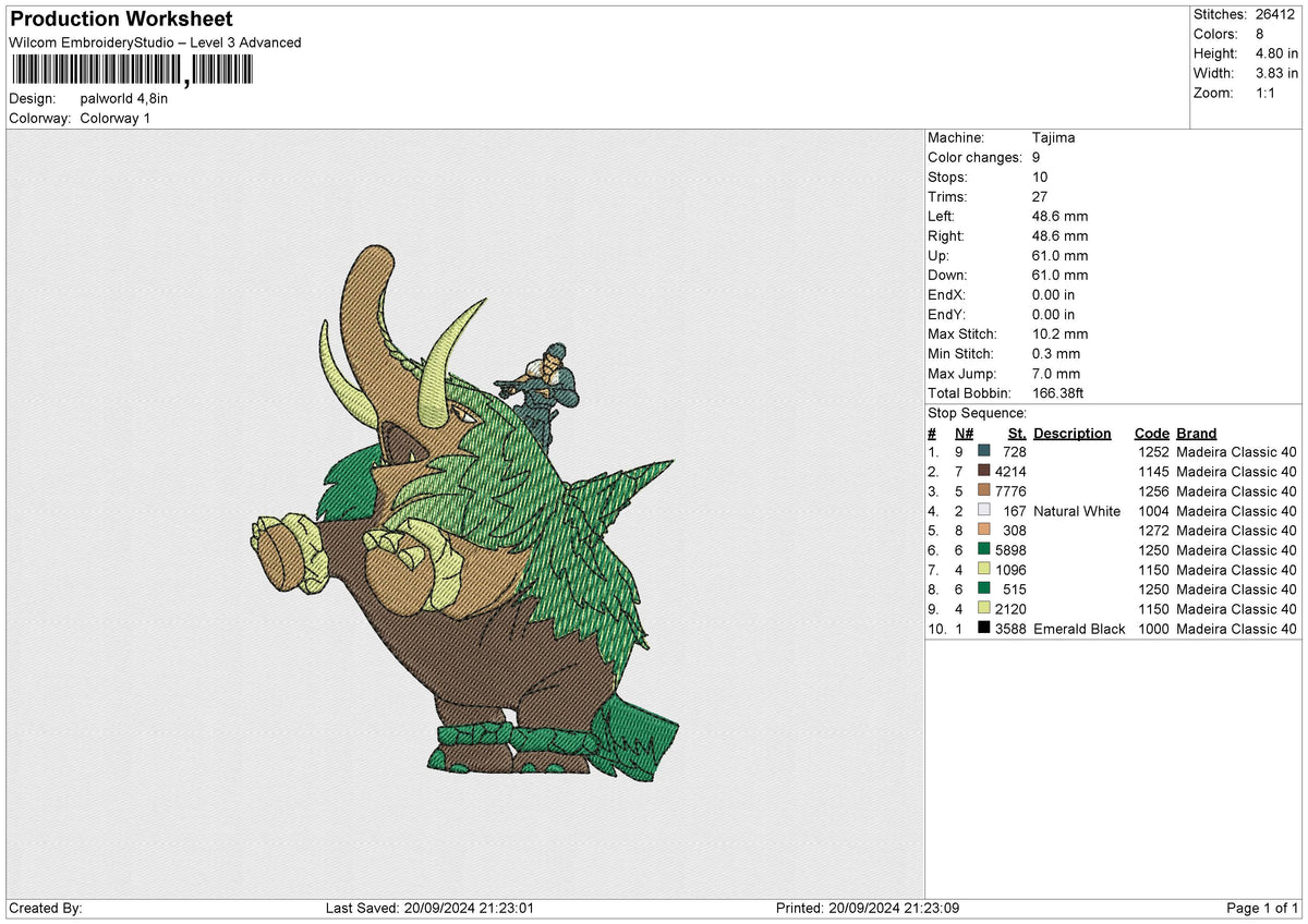 Palworld Embroidery File 6 size