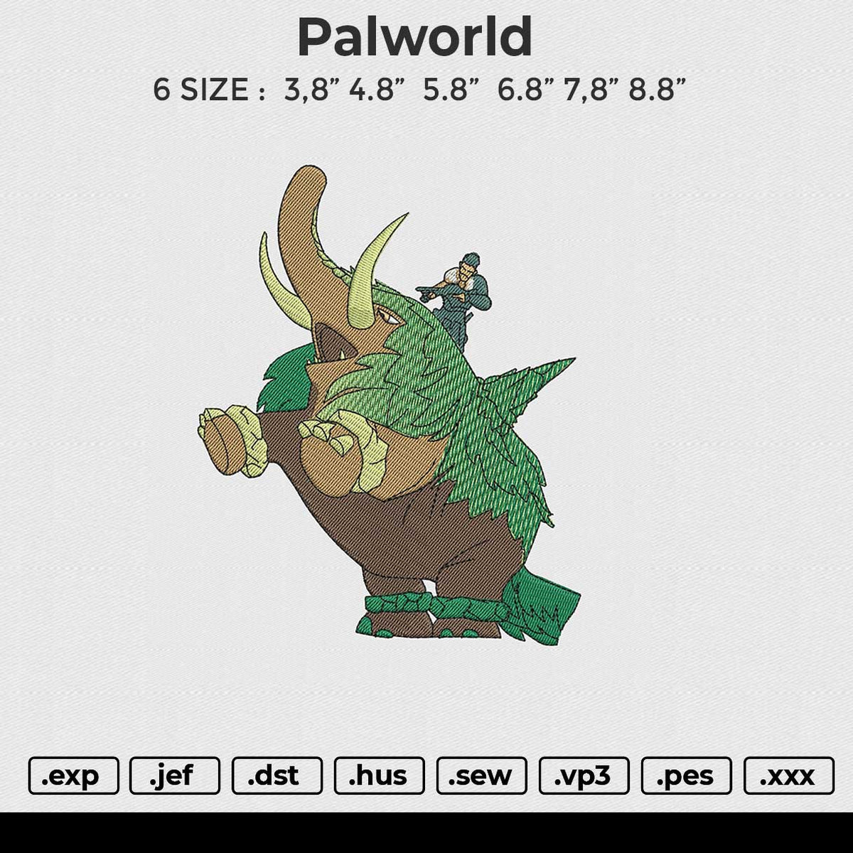 Palworld Embroidery File 6 size