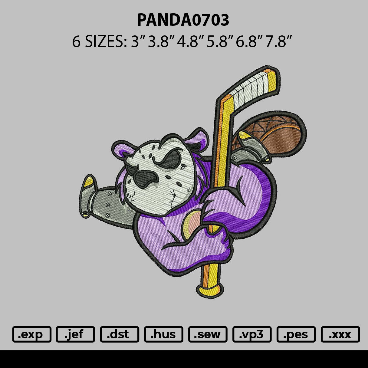 Panda0703 Embroidery File 6 sizes