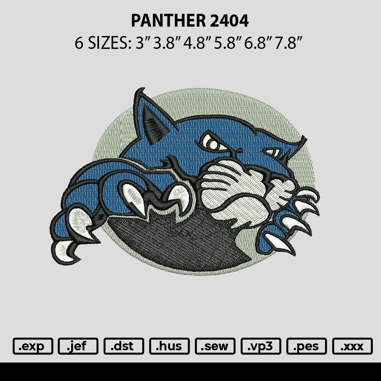 Panther 2404 Embroidery File 6 sizes