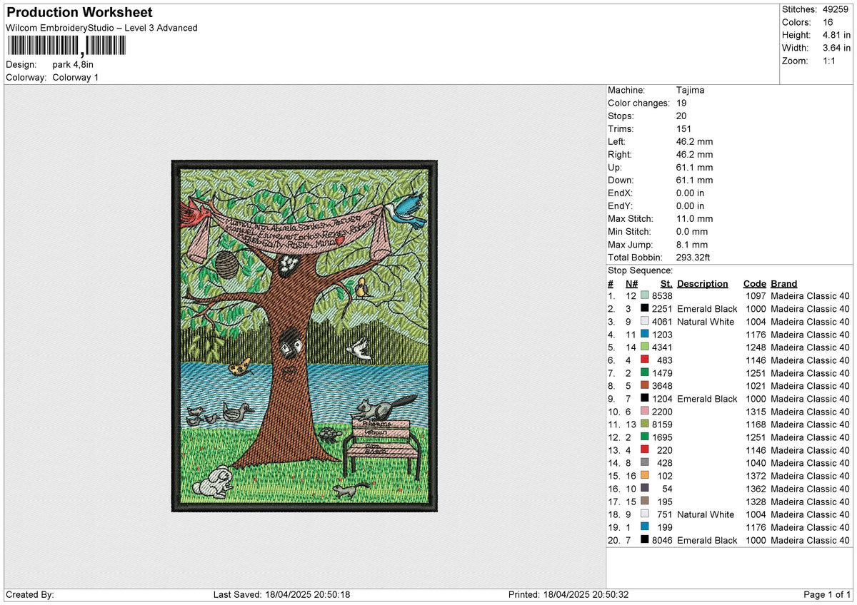 Park Embroidery File 6 size