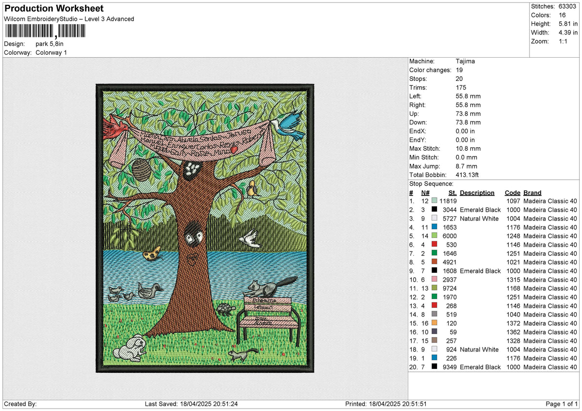 Park Embroidery File 6 size