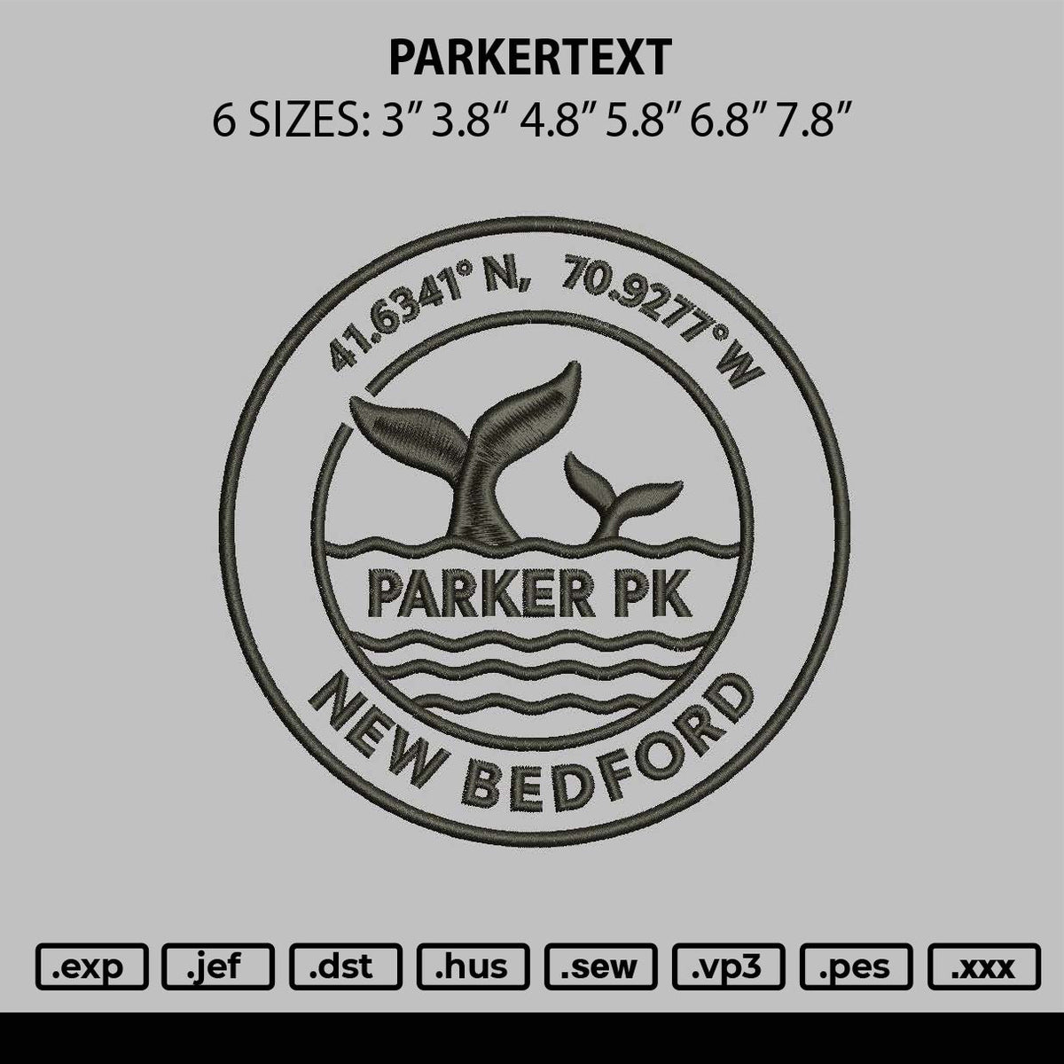 Parkertext Embroidery File 6 sizes