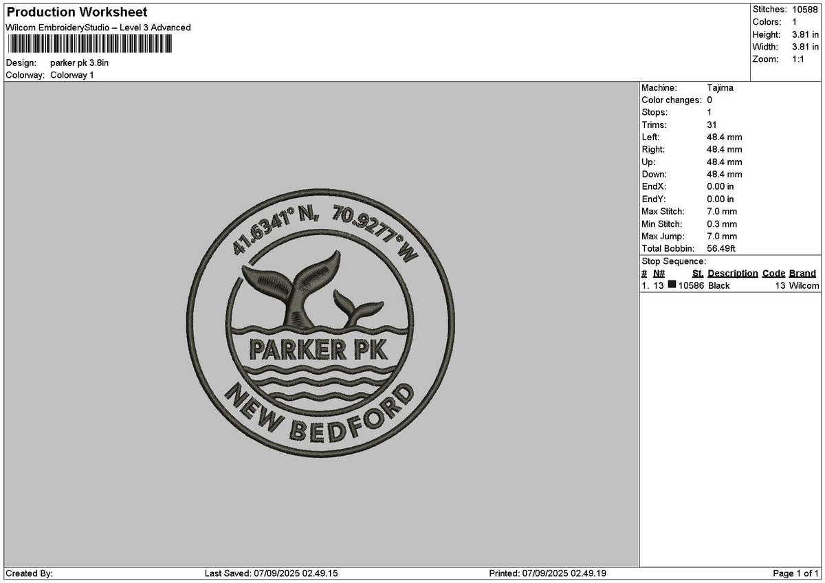 Parkertext Embroidery File 6 sizes