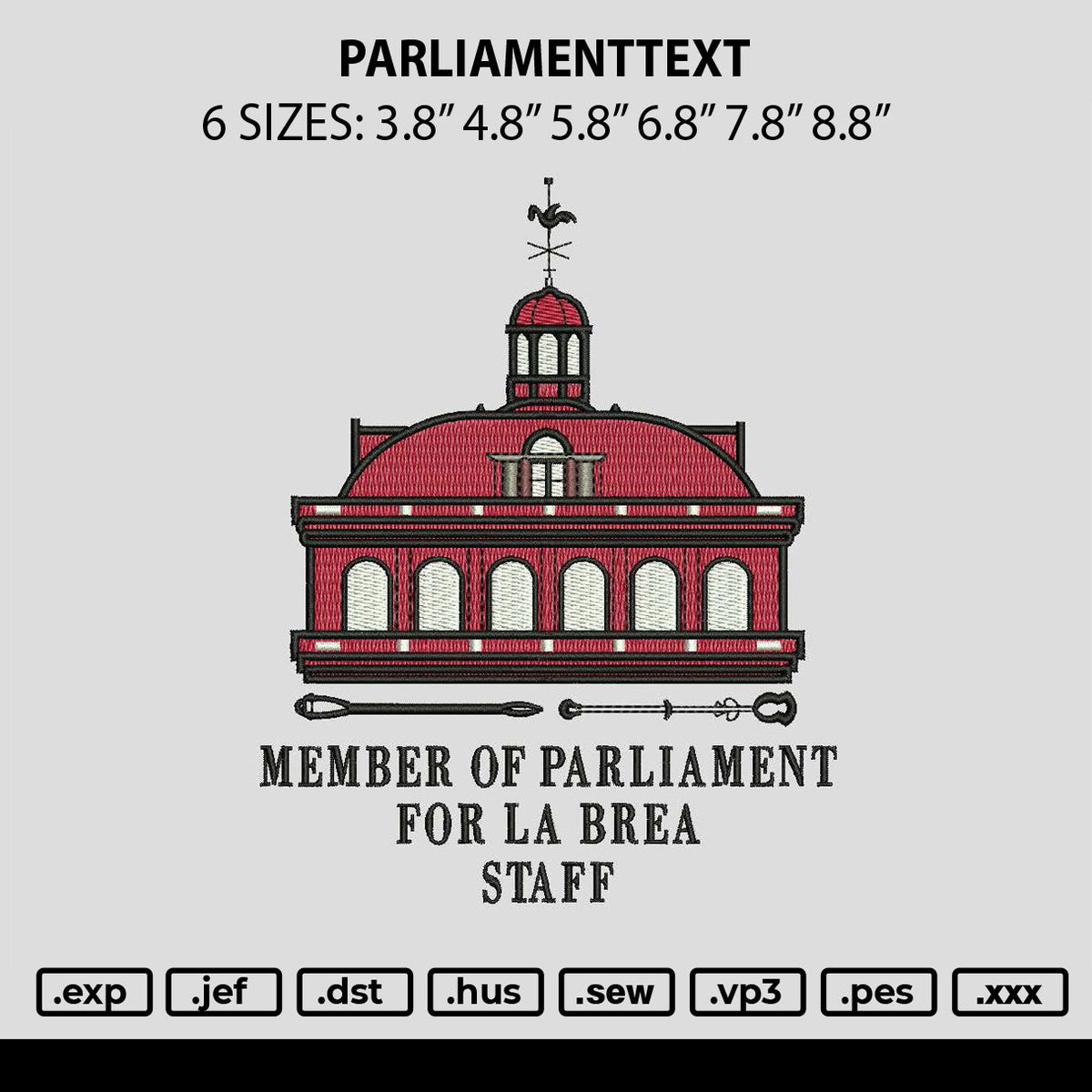 Perliamenttext Embroidery File 6 sizes