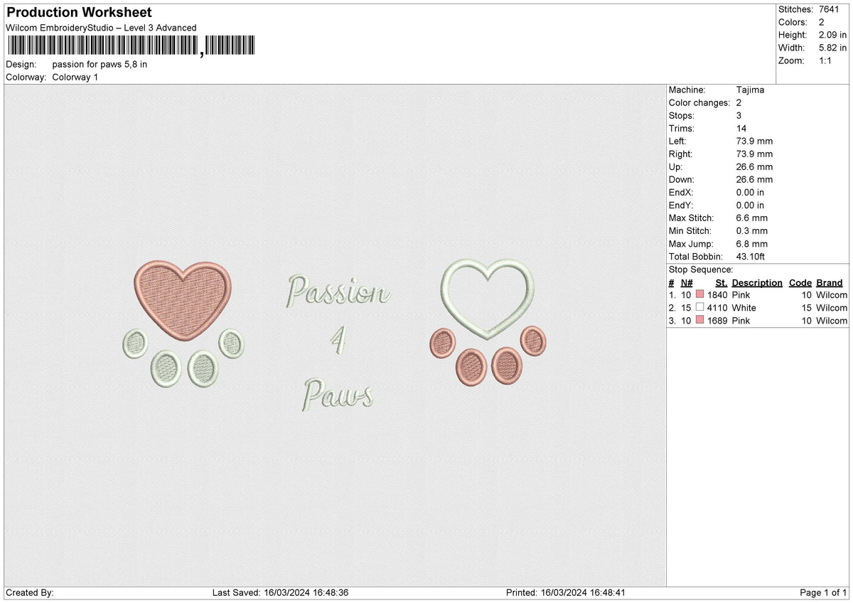 Passion For Paws Embroidery File 6 size