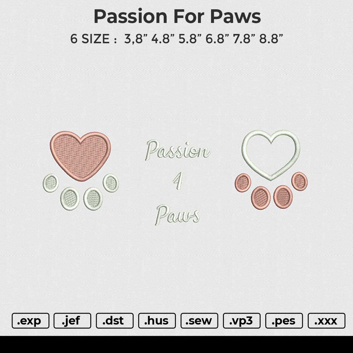 Passion For Paws Embroidery File 6 size