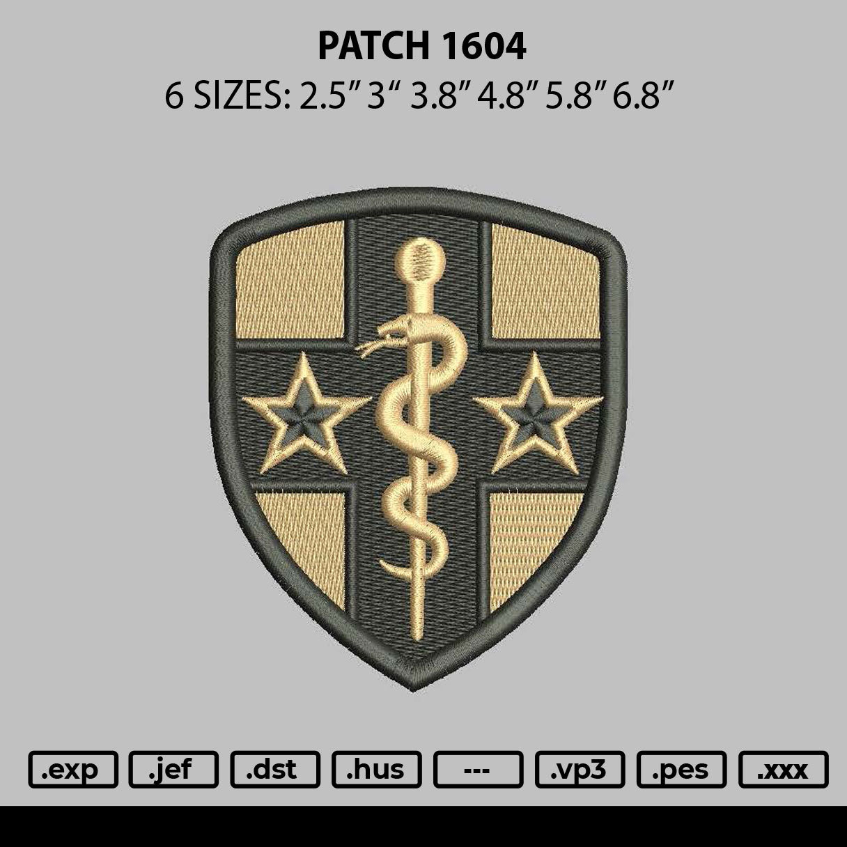 Patch 1604 Embroidery File 6 sizes
