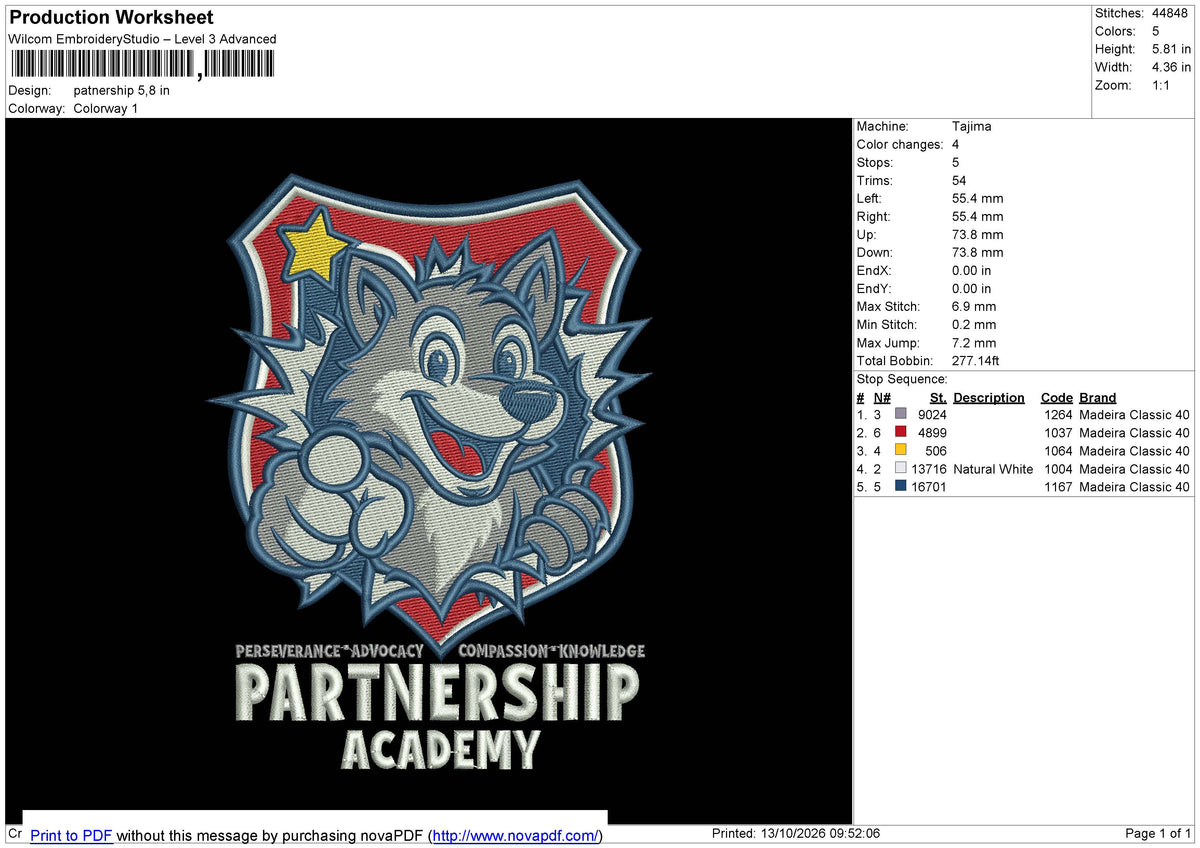 Patnership Embroidery File 6 Size