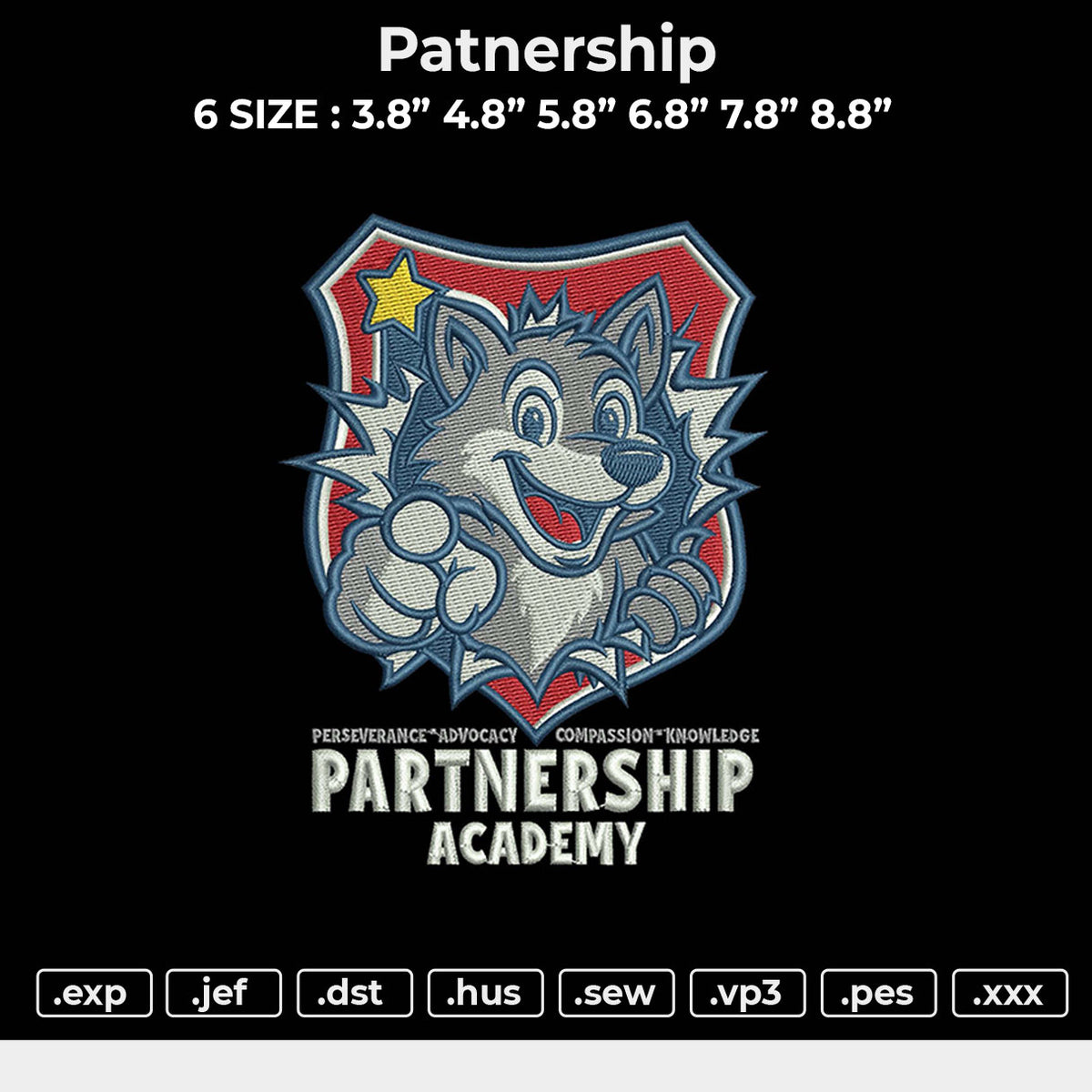 Patnership Embroidery File 6 Size