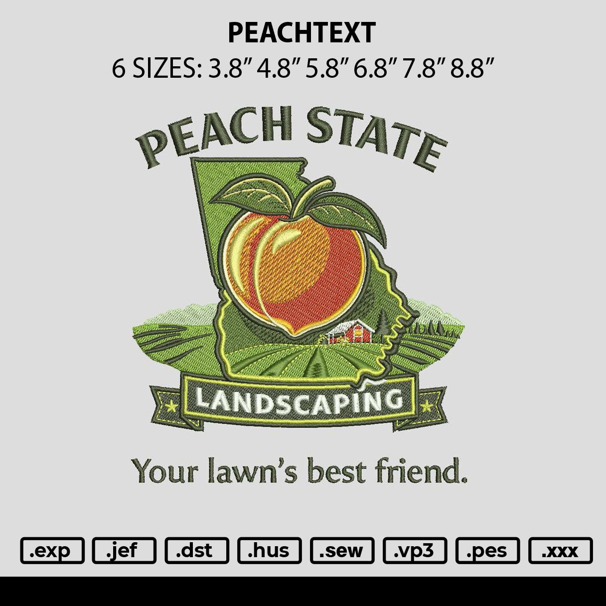 Peachtext Embroidery File 6 sizes